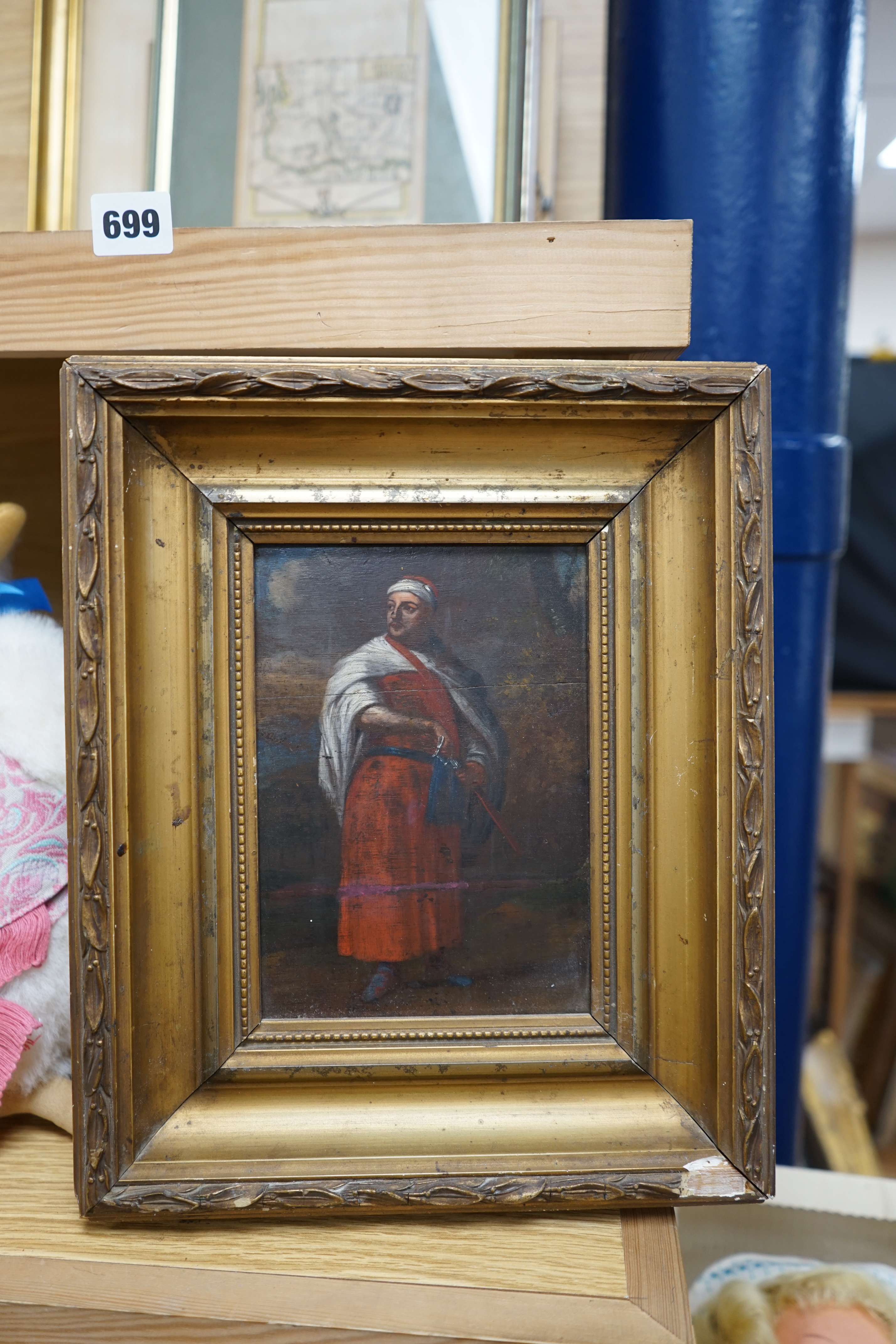 Late 18th / early 19th century, Orientalist style oil on board, Portrait of a Turkish gentleman, 18 x 12cm